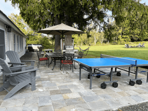 back patio with table and ping pong